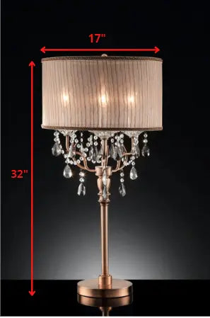 32" Clear and Rose Gold Faux Crystal Accent Table Lamp HomeRoots