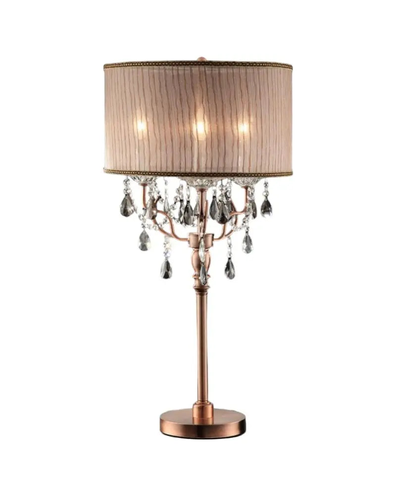 32" Clear and Rose Gold Faux Crystal Accent Table Lamp HomeRoots