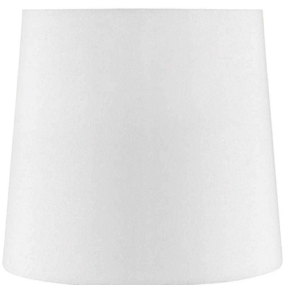 17" White Metal Bedside Table Lamp With Off-White Shade HomeRoots