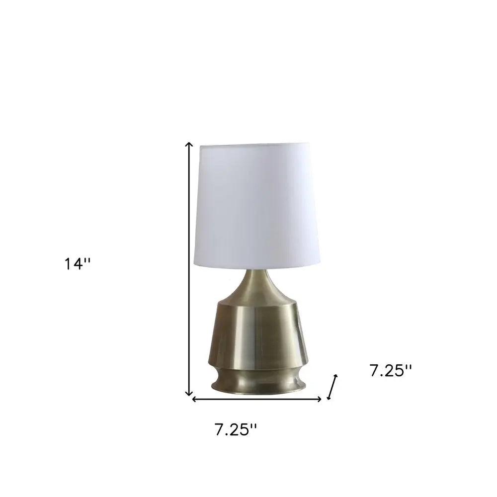 14" Brass Bedside Table Lamp With White Empire Shade HomeRoots