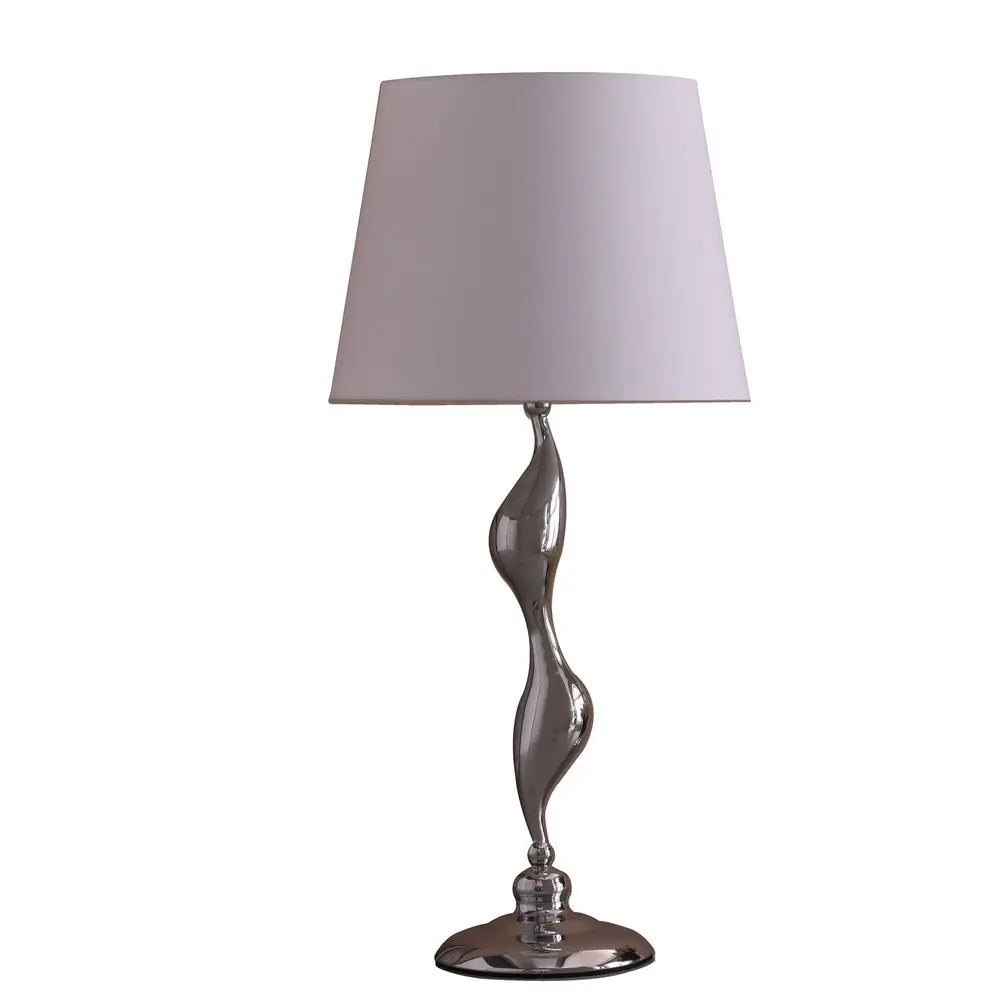 24" Silver Bedside Table Lamp With White Empire Shade HomeRoots