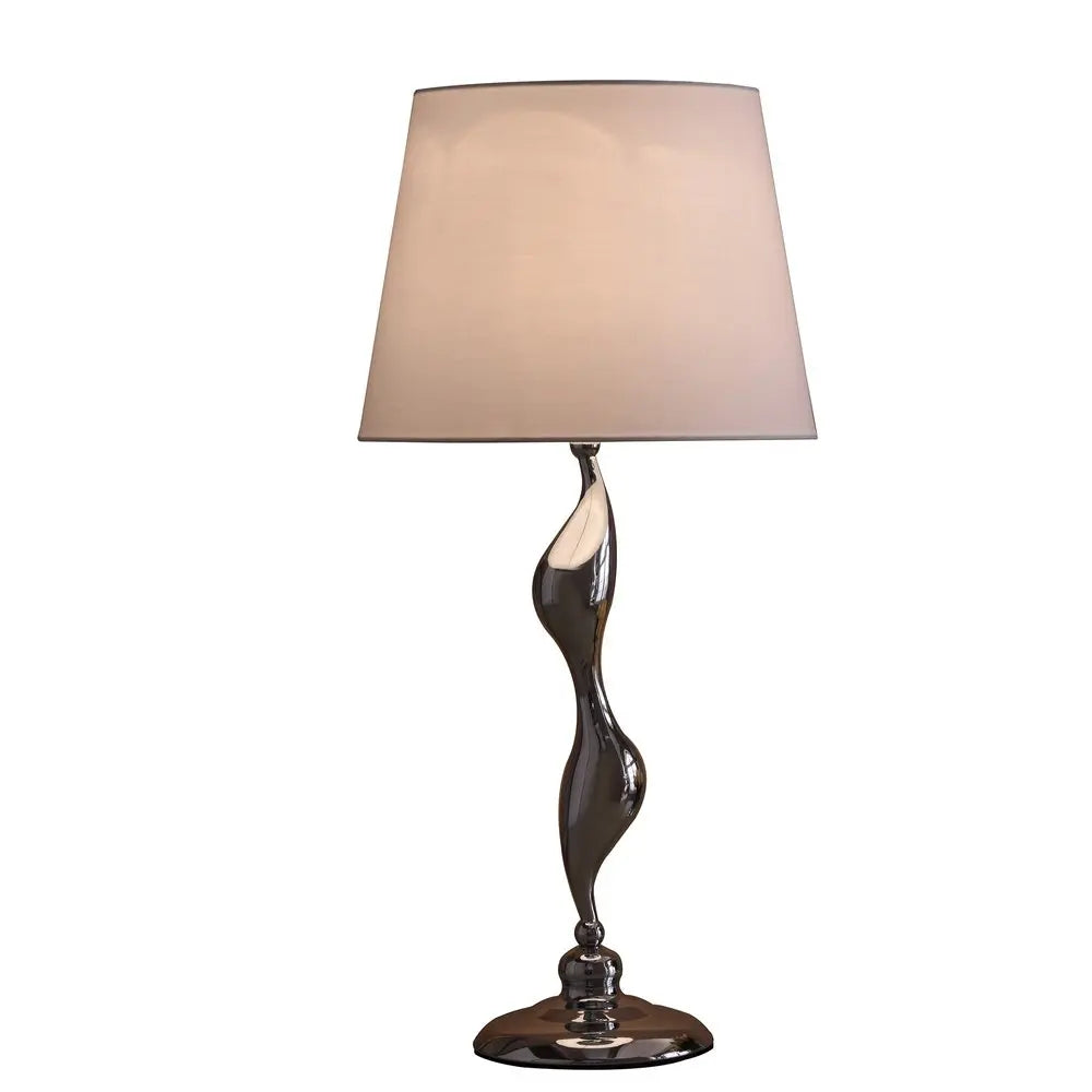 24" Silver Bedside Table Lamp With White Empire Shade HomeRoots