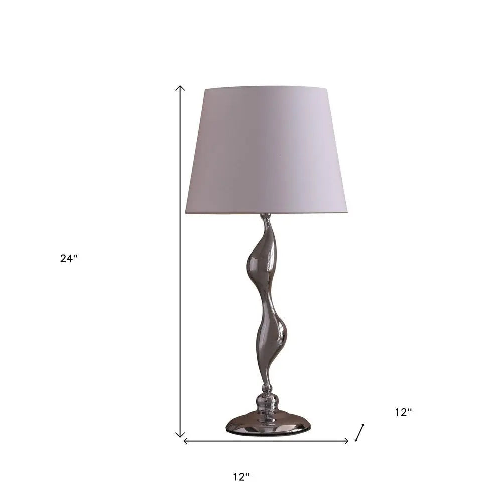 24" Silver Bedside Table Lamp With White Empire Shade HomeRoots