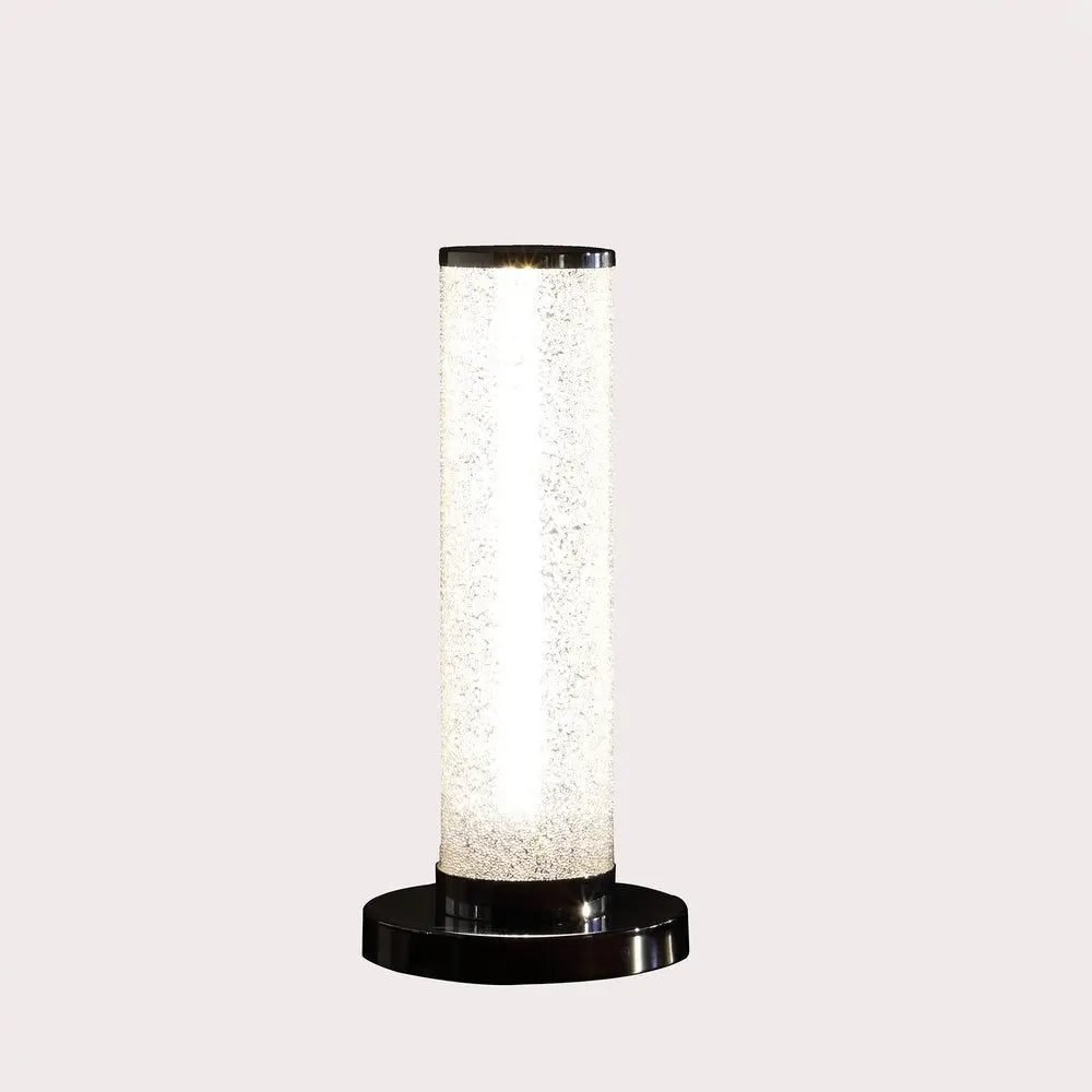 13” Modern White Sand Crystal And Steel Table Lamp HomeRoots
