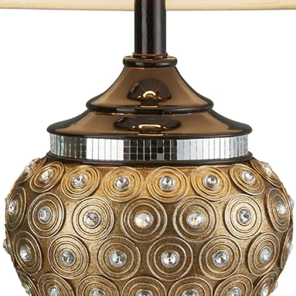 Glitzy Gold Bejeweled Table Lamp HomeRoots