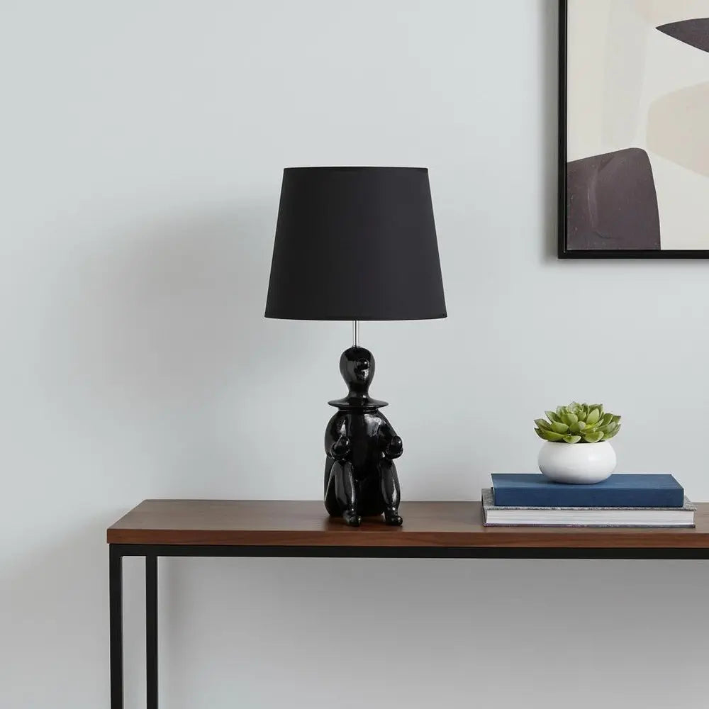 21” Black Sculptural Clown Phone Holder Desk Lamp HomeRoots