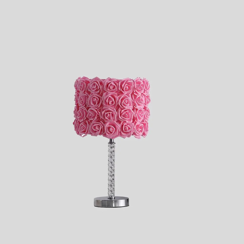 18” Pink Roses Acrylic And Metal Table Lamp HomeRoots