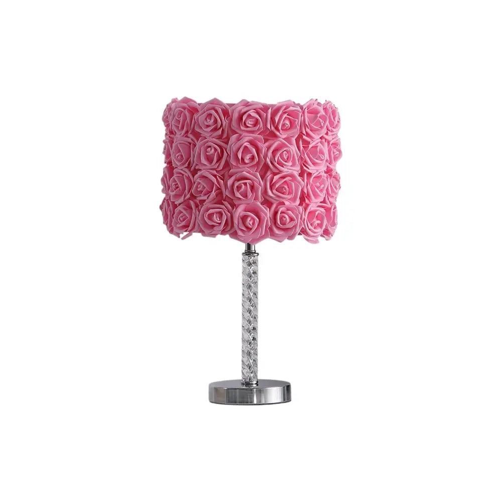 18” Pink Roses Acrylic And Metal Table Lamp HomeRoots