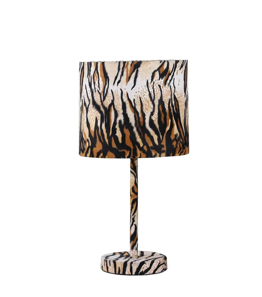 19" Brown And Black Bedside Table Lamp With Brown And Black Drum Shade HomeRoots