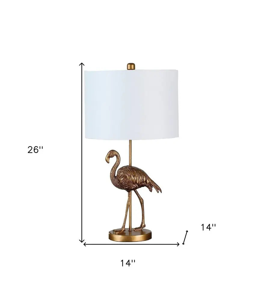 26" Gold Flamingo Table Lamp With White Drum Shade HomeRoots