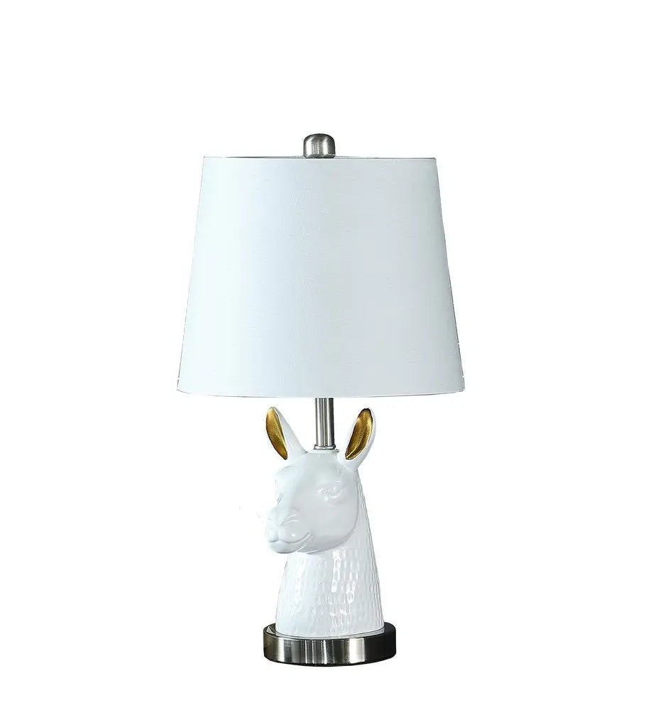 21" Silver Bedside Table Lamp With White Empire Shade HomeRoots