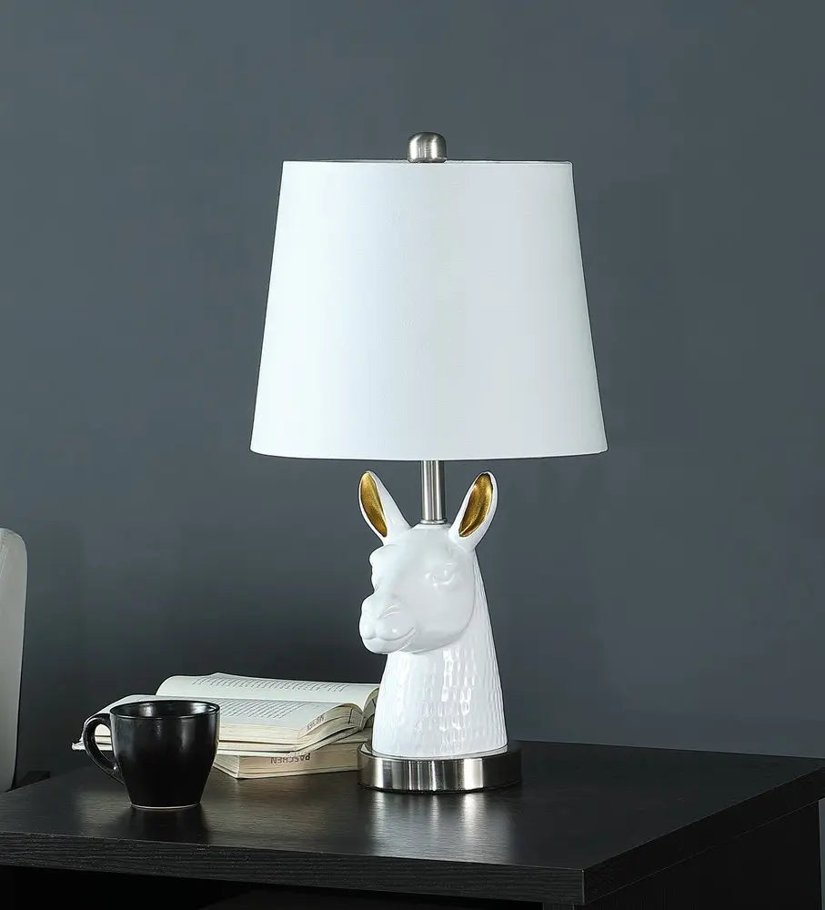 21" Silver Bedside Table Lamp With White Empire Shade HomeRoots