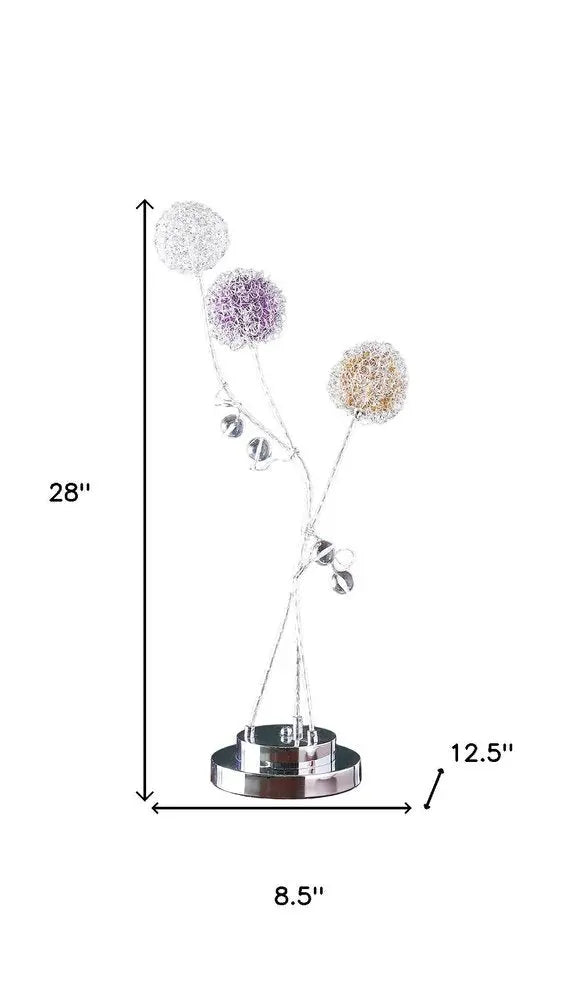 28" Clear Three Light Bedside Led Table Lamp HomeRoots