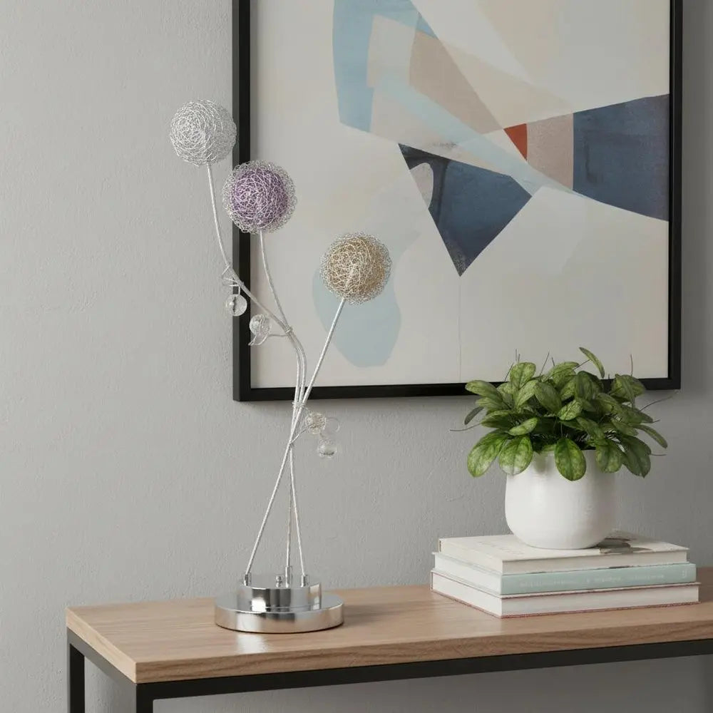 28" Clear Three Light Bedside Led Table Lamp HomeRoots