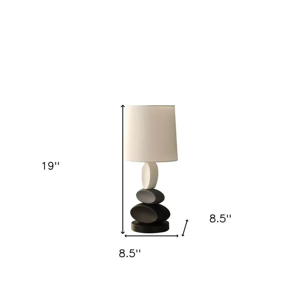 19" Black Gray and White Metal Table Lamp With White Drum Shade HomeRoots