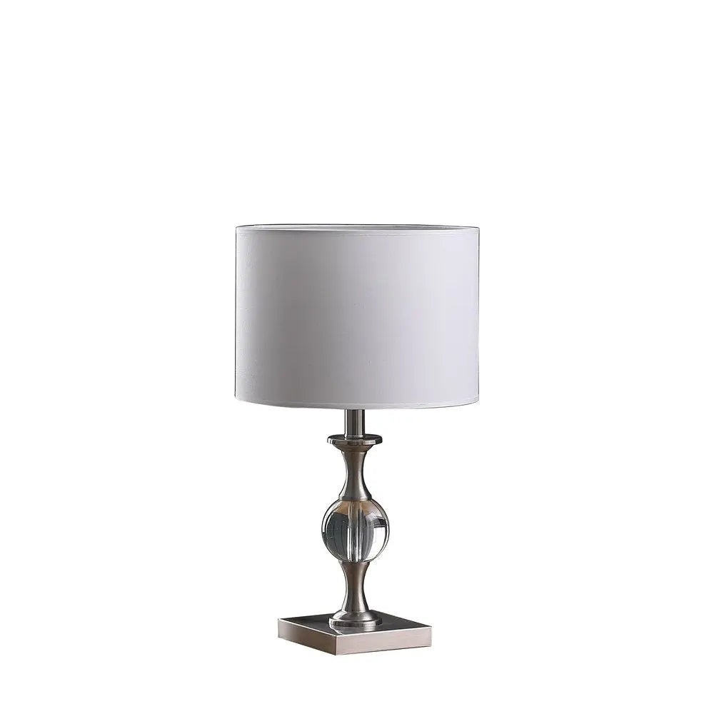 20" Silver Bedside Table Lamp With White Drum Shade HomeRoots
