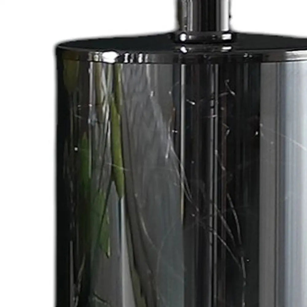 21" Glass LED Cylinder Table Lamp with Nightlight and White Drum Shade HomeRoots