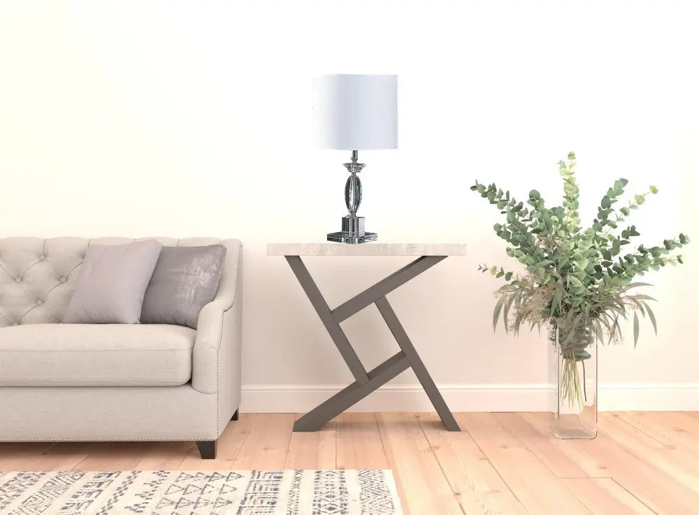 23" Silver Crystal Standard Table Lamp With White Classic Drum Shade Table Lamp HomeRoots