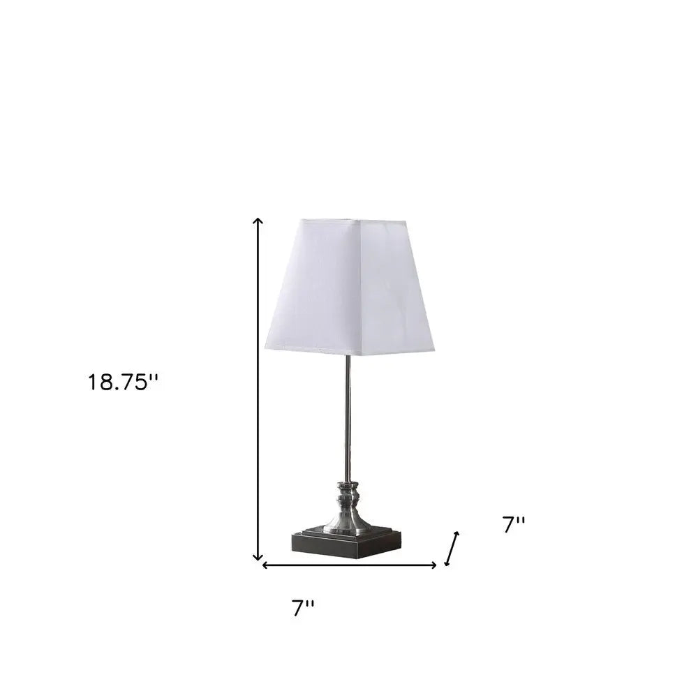 19" Silver Bedside Table Lamp With White Empire Shade HomeRoots