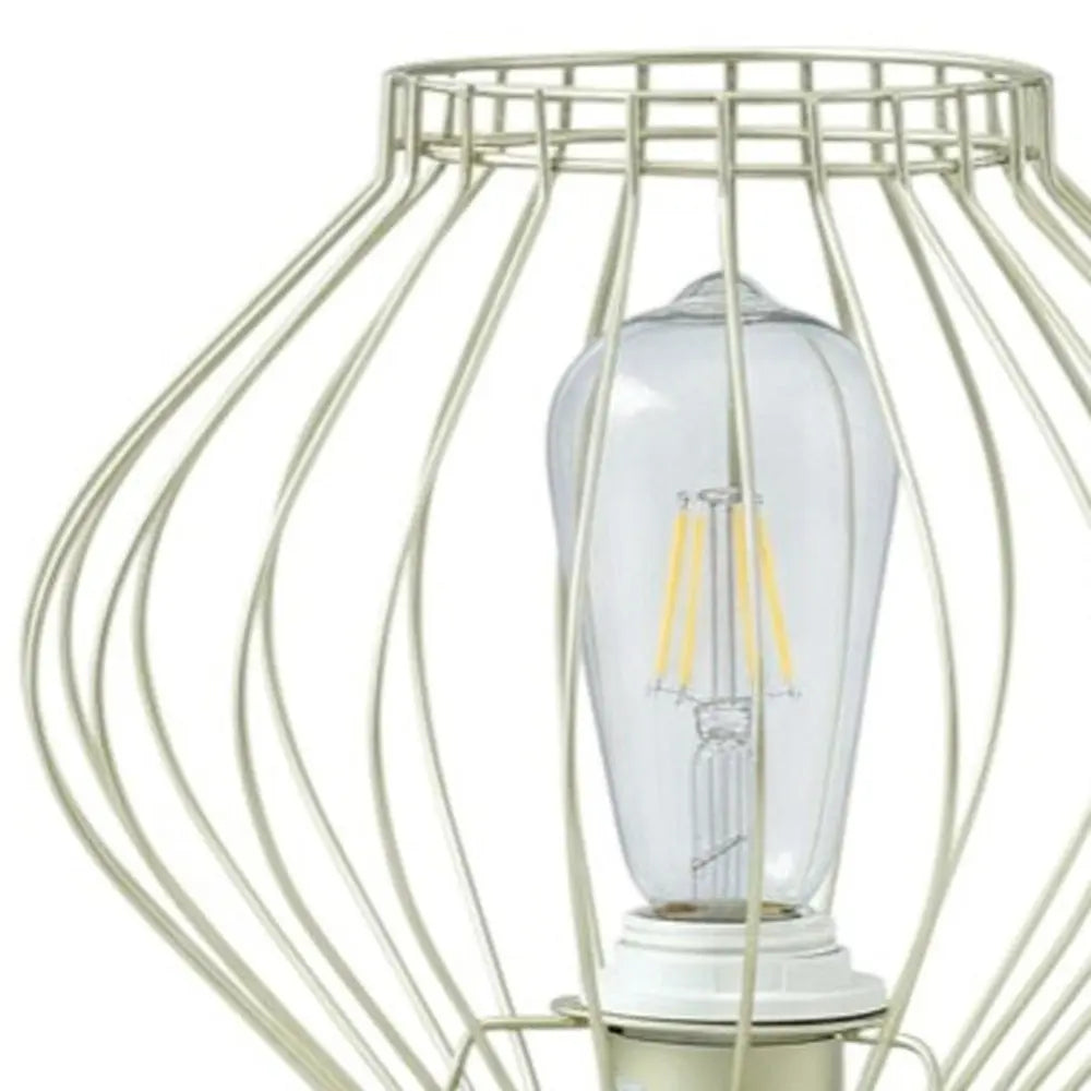 10" Gold Bedside Table Lamp With Gold Cage Shade HomeRoots