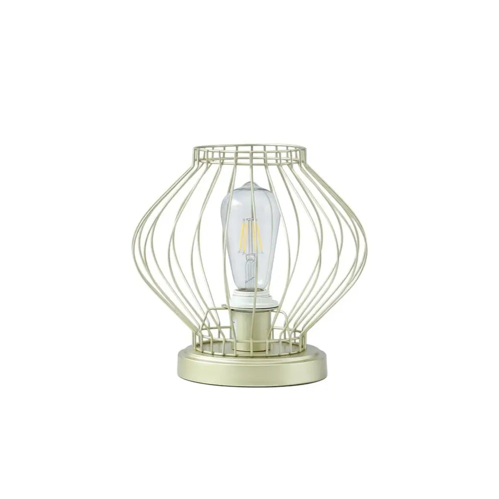 10" Gold Bedside Table Lamp With Gold Cage Shade HomeRoots