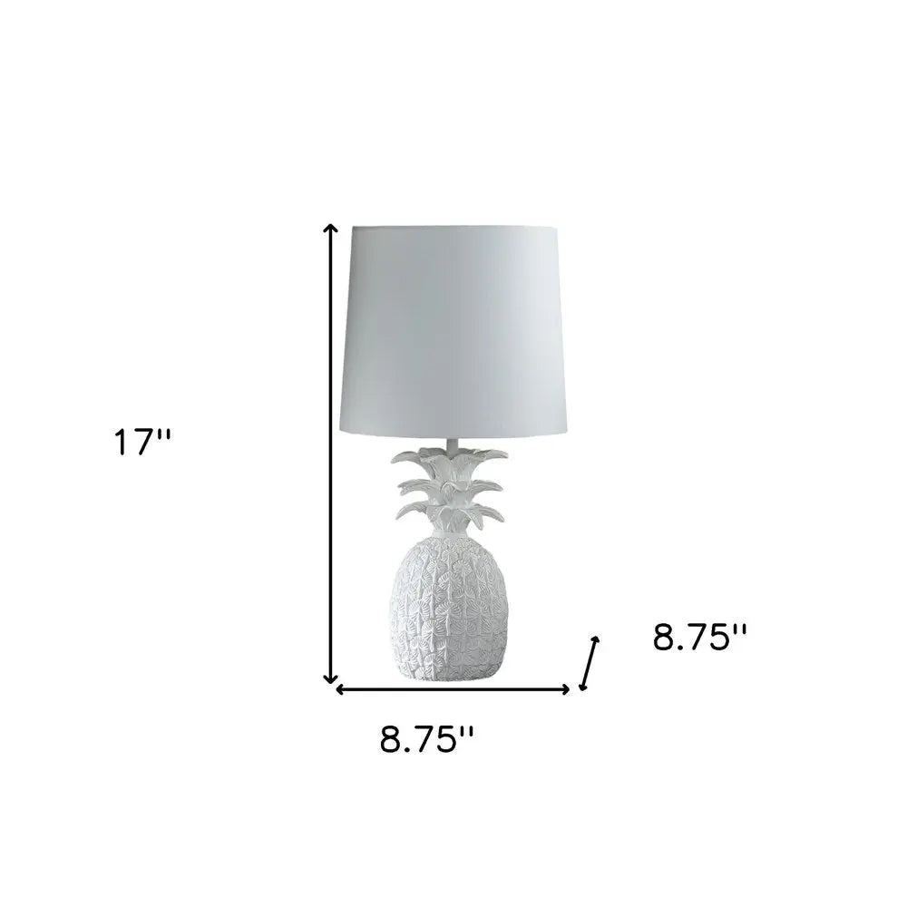 17" White Pineapple Table Lamp With White Empire Shade HomeRoots