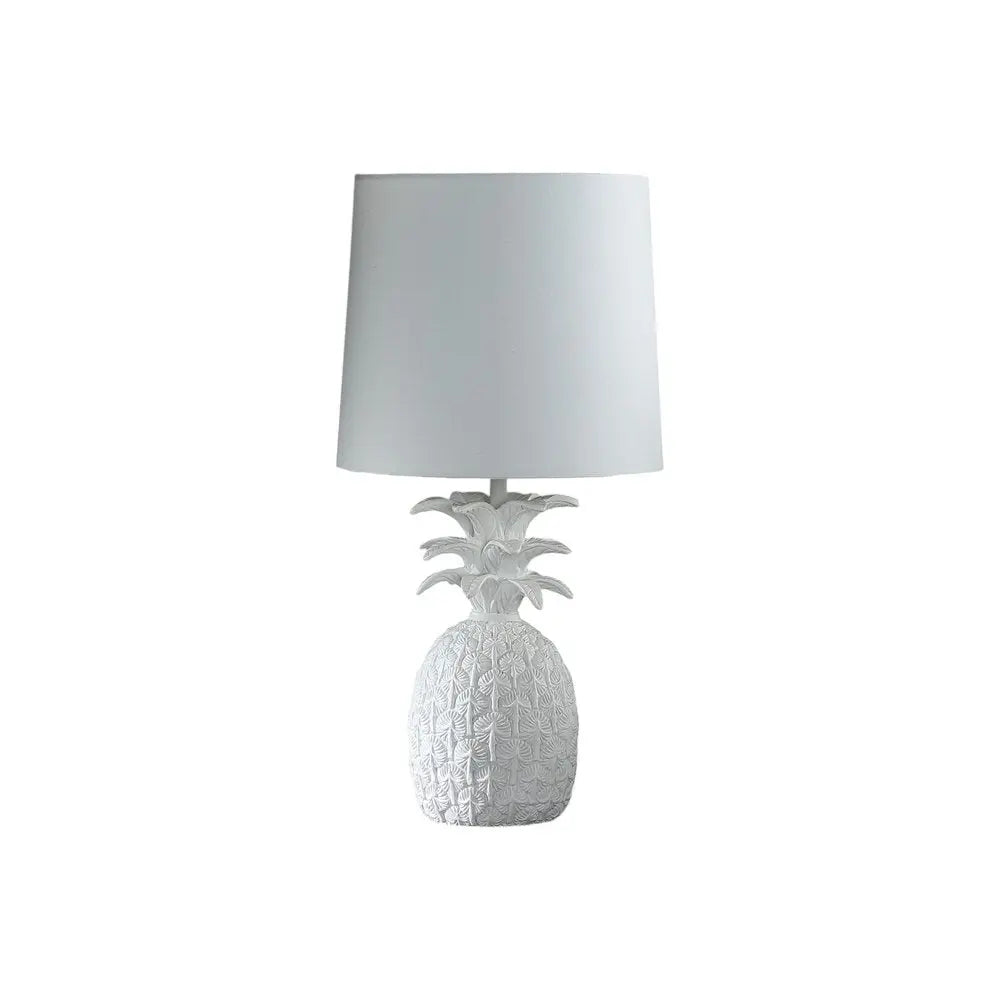 17" White Pineapple Table Lamp With White Empire Shade HomeRoots