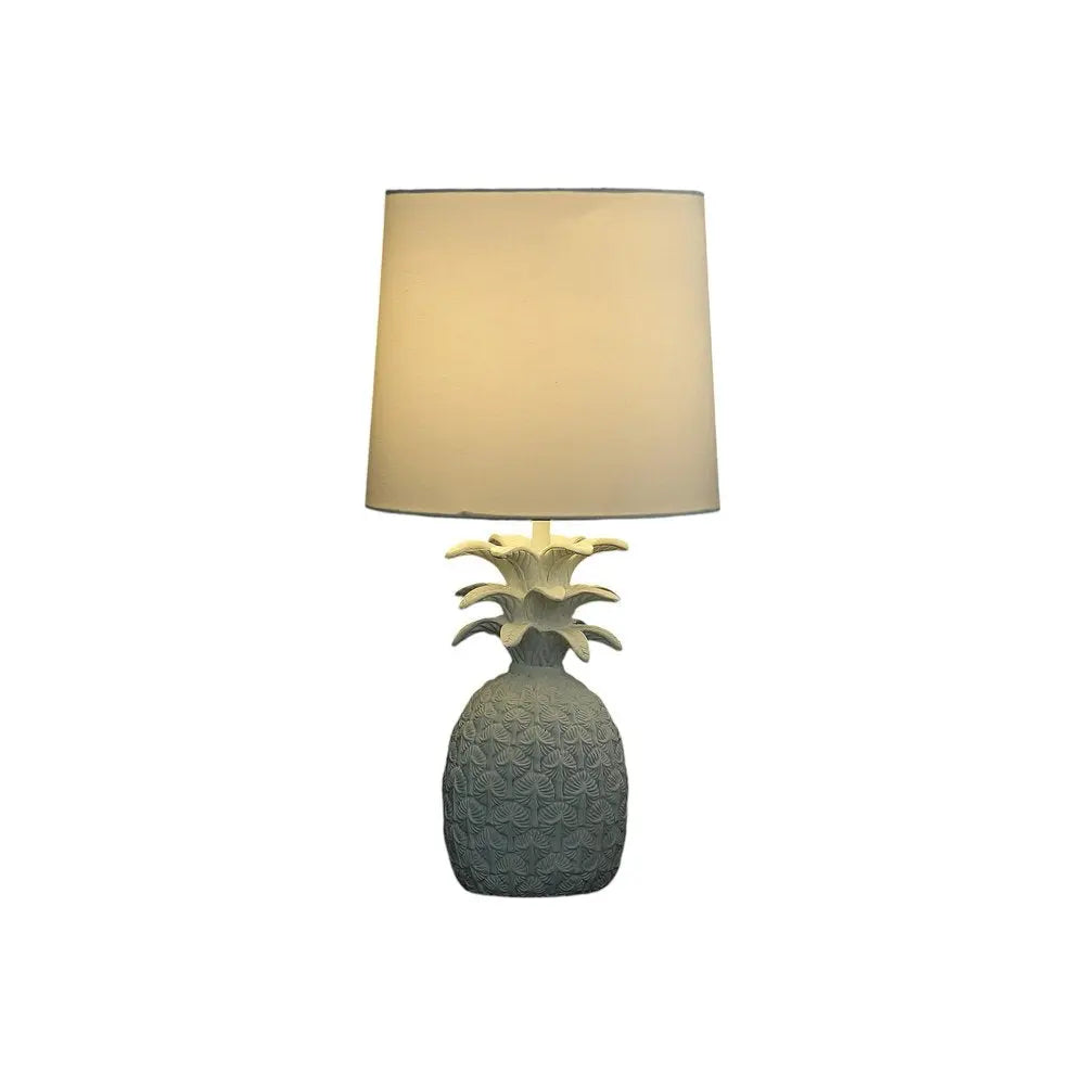 17" White Pineapple Table Lamp With White Empire Shade HomeRoots