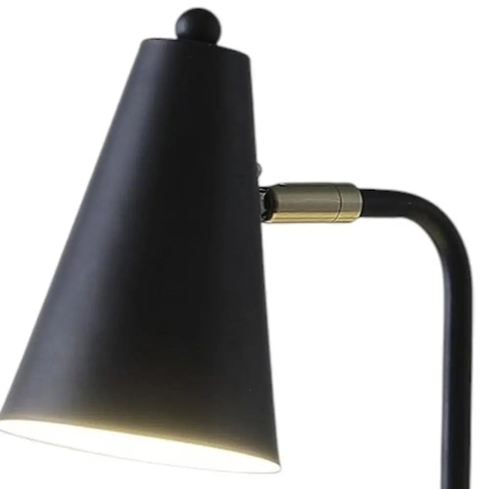 20" Black Desk Table Lamp With Black Cone Shade HomeRoots