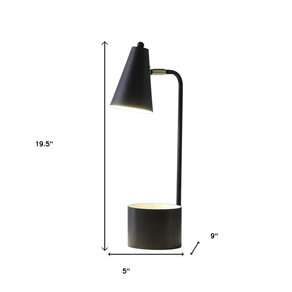 20" Black Desk Table Lamp With Black Cone Shade HomeRoots