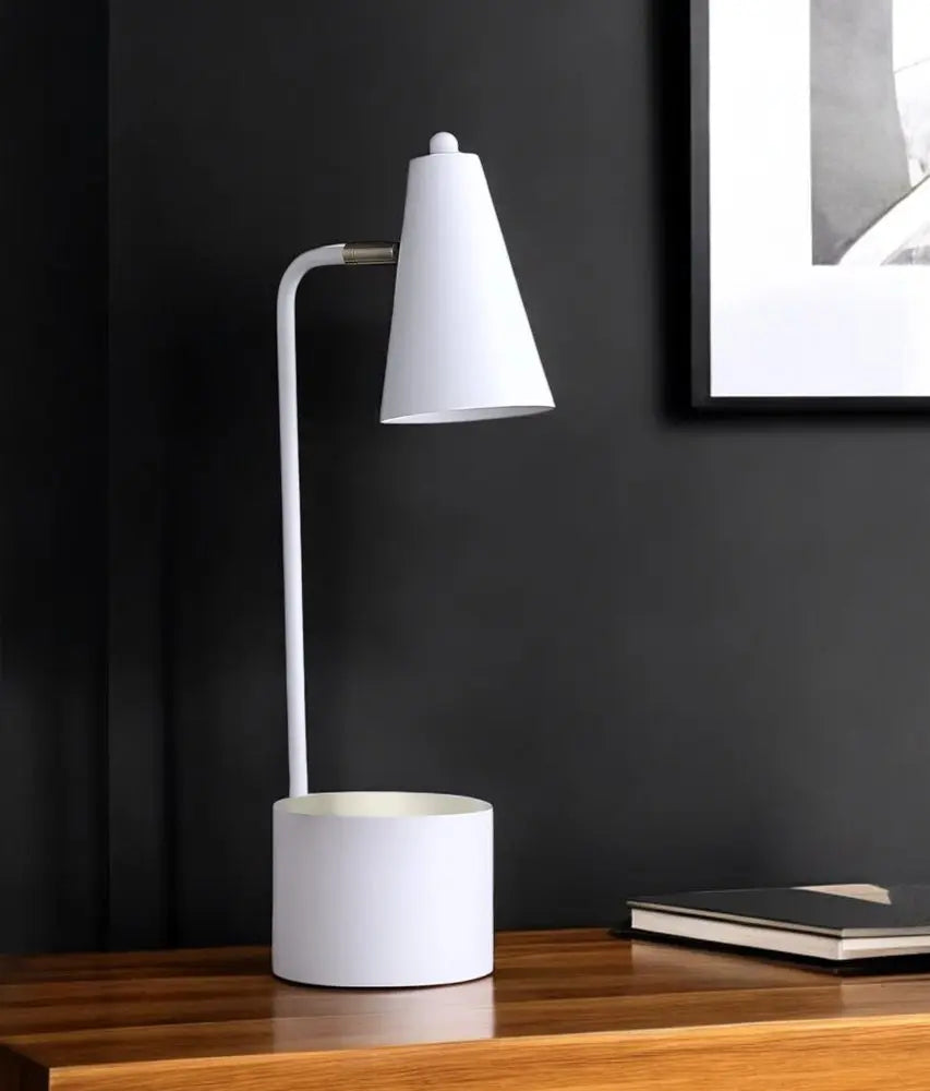 20" Compact White Student Metal Desk Lamp HomeRoots