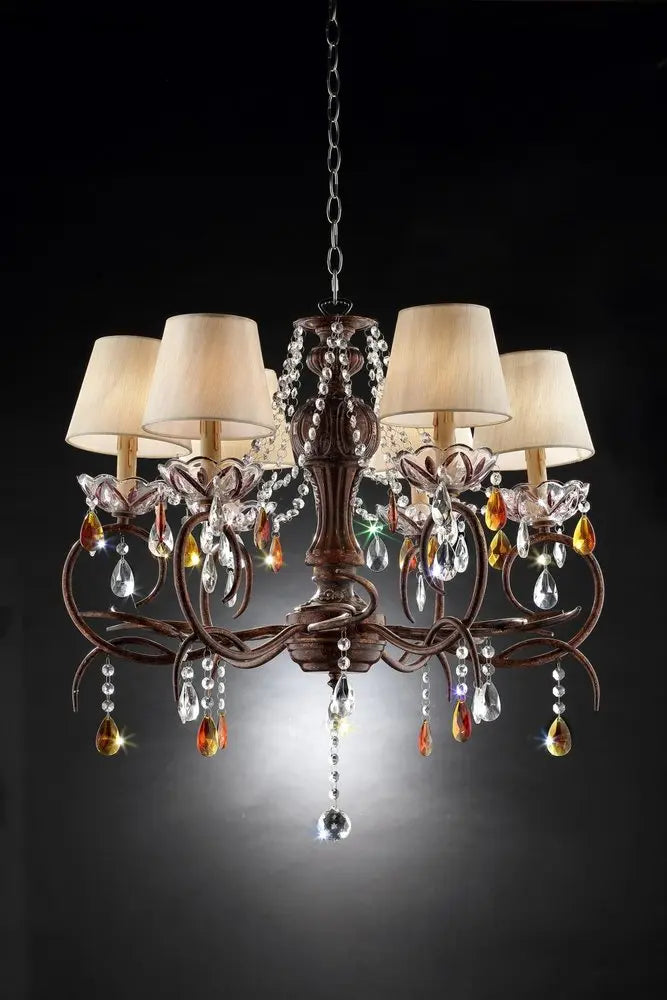 Burnished Bronze Hanging Ceiling Lamp with Clear and Amber Crystals HomeRoots
