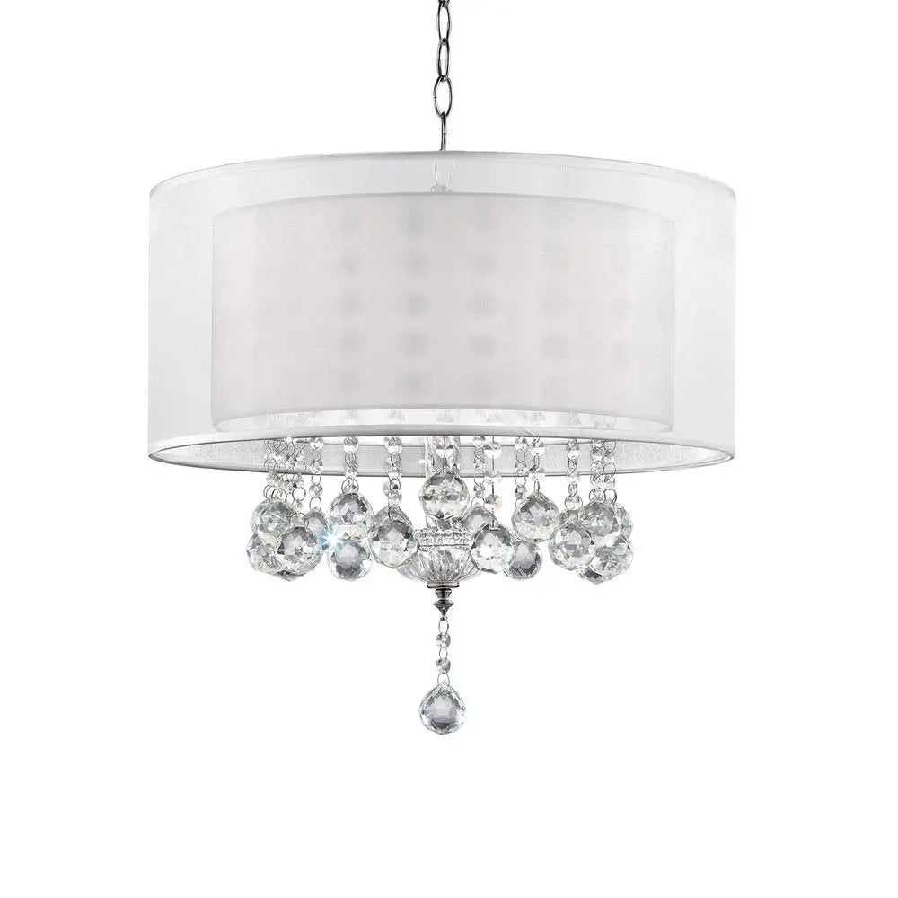 Chic Silver Ceiling Lamp with Crystal Accents and Silver Shade HomeRoots