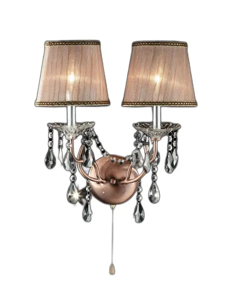 Silver and Pink Faux Crystal Dual Light Hanging Wall Sconce HomeRoots