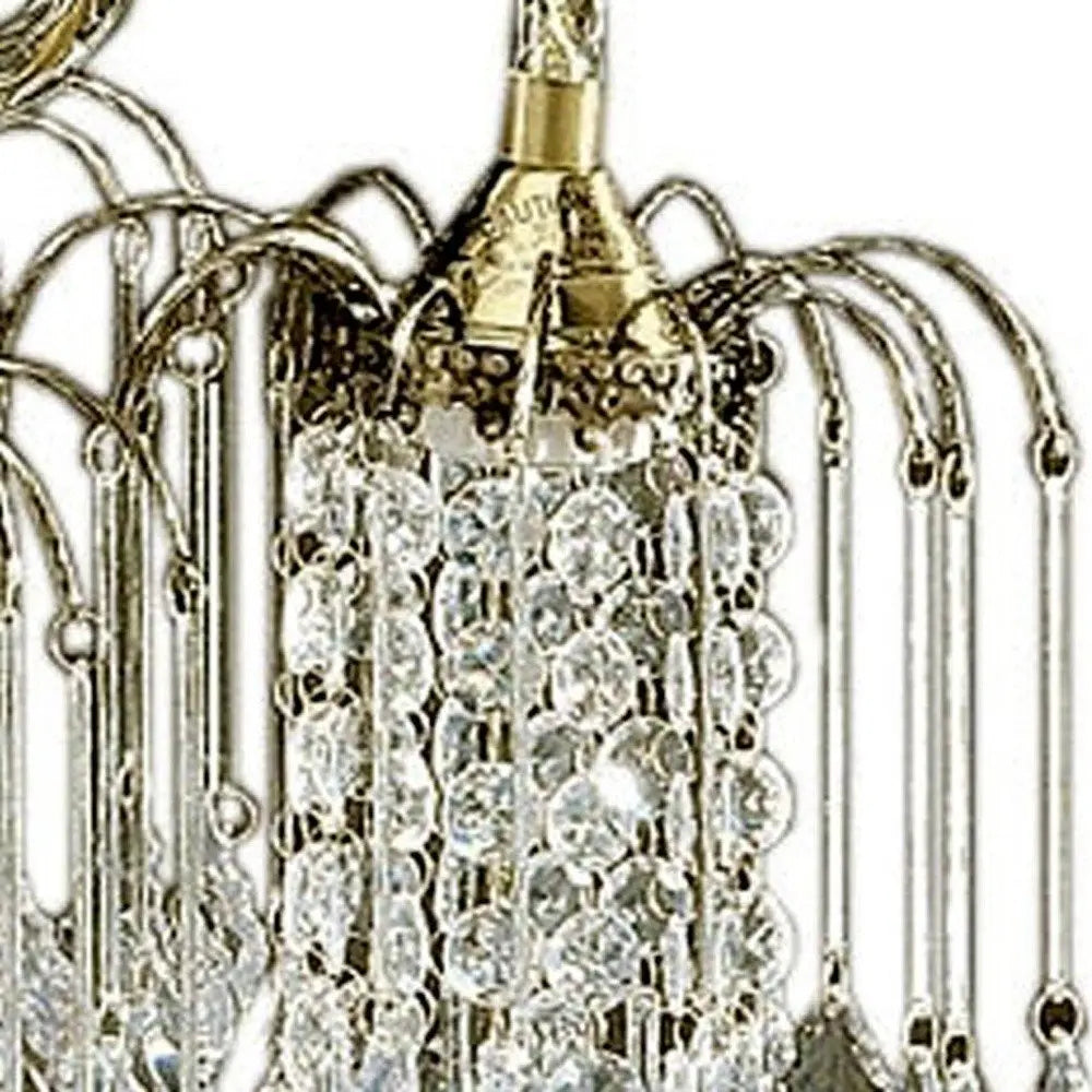 Two Tier Crystal and Brass Hanging Chandelier Light HomeRoots