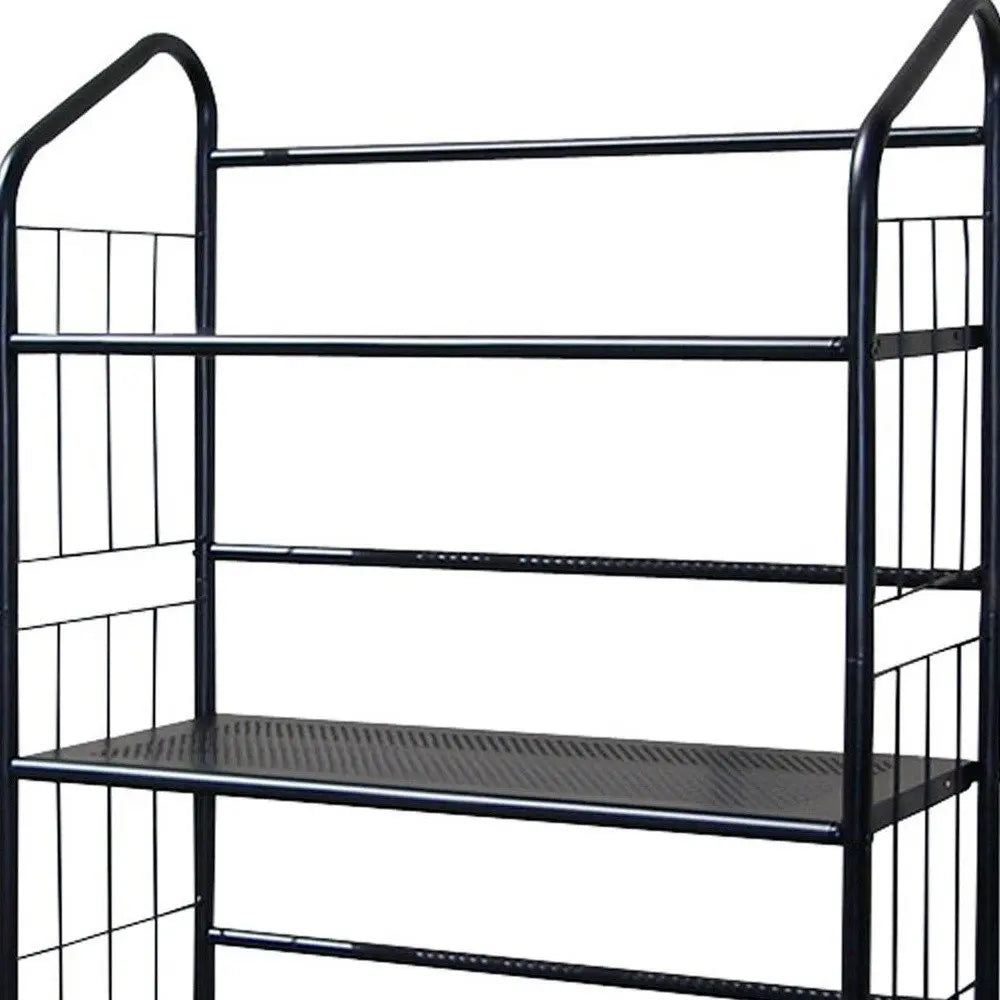 49" Black Metal Four Tier Bookcase HomeRoots