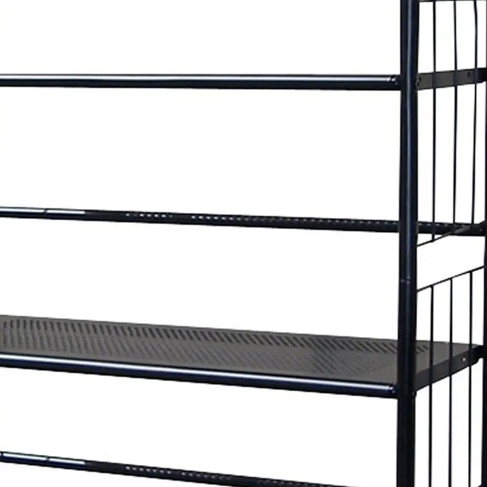 49" Black Metal Four Tier Bookcase HomeRoots