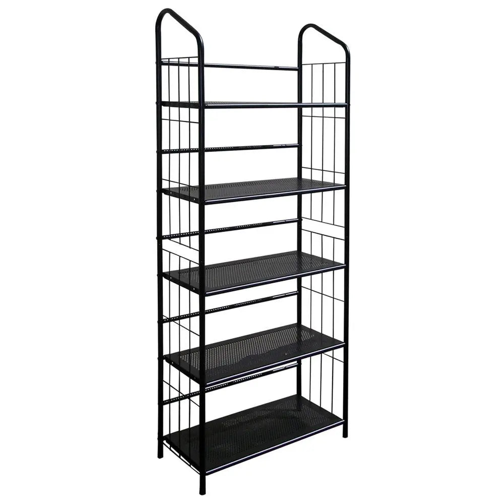 64" Black Metal Five Tier Bookcase HomeRoots