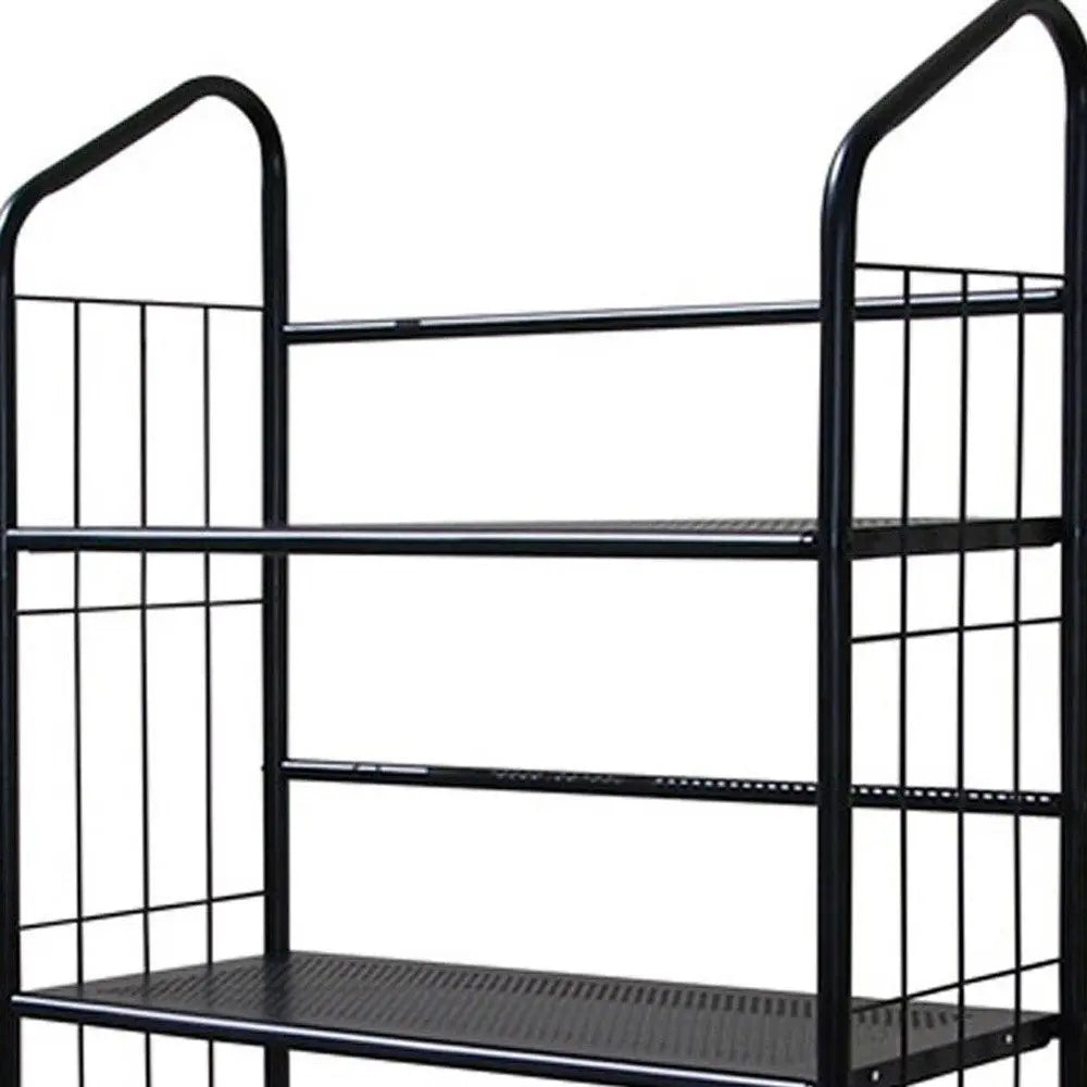 64" Black Metal Five Tier Bookcase HomeRoots
