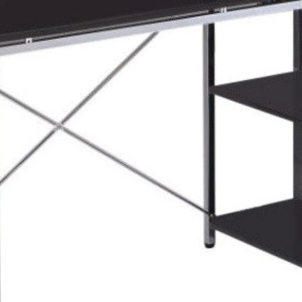 47" Black and Silver Computer Desk - NOBLE HOME INTERIORS