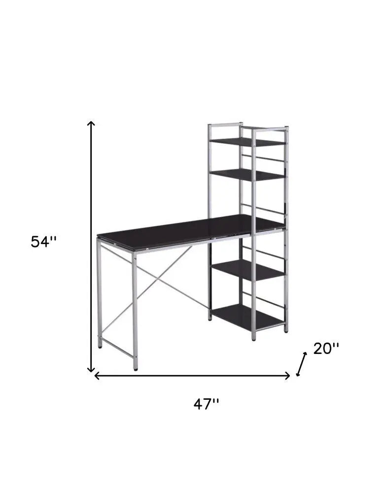 47" Black and Silver Computer Desk - NOBLE HOME INTERIORS