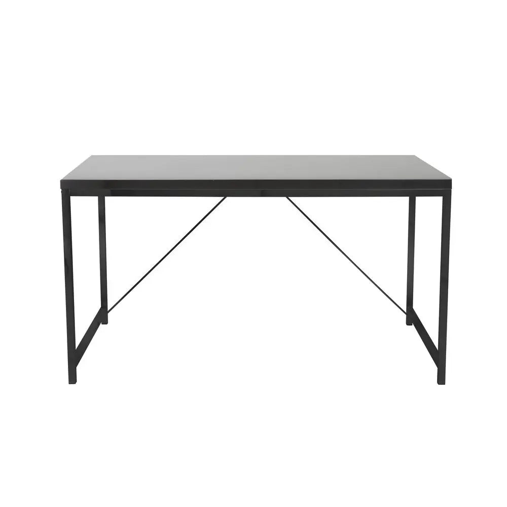 47" Black Wood and Stainless Steel Writing Desk - NOBLE HOME INTERIORS