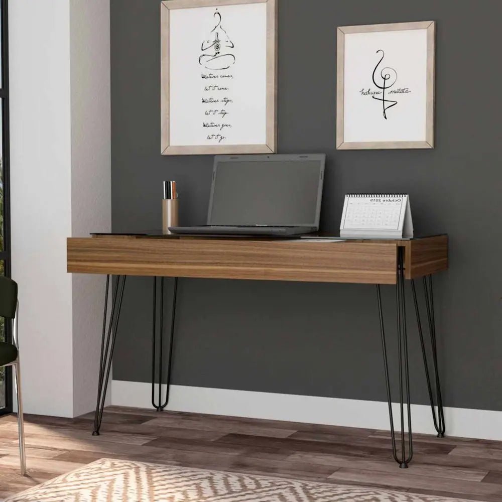 47" Brown and Black Computer Desk - NOBLE HOME INTERIORS