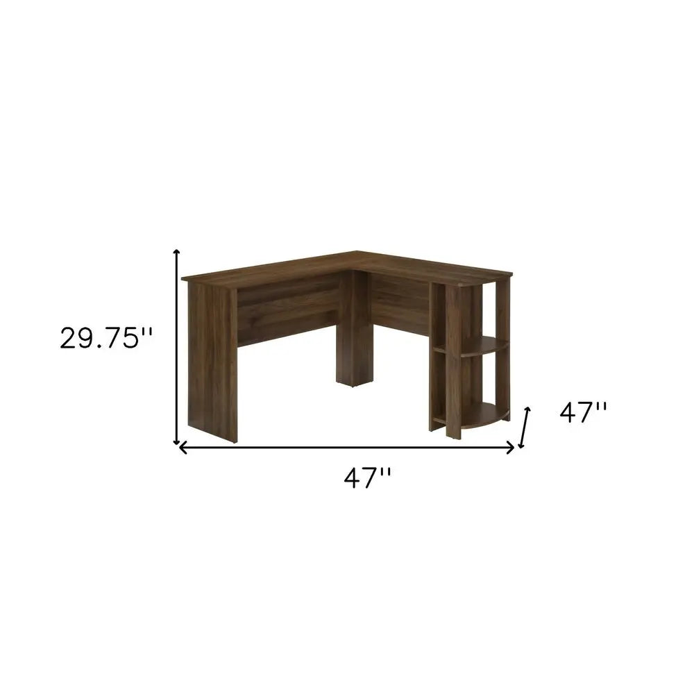 47" Brown Wood Corner Computer Desk - NOBLE HOME INTERIORS