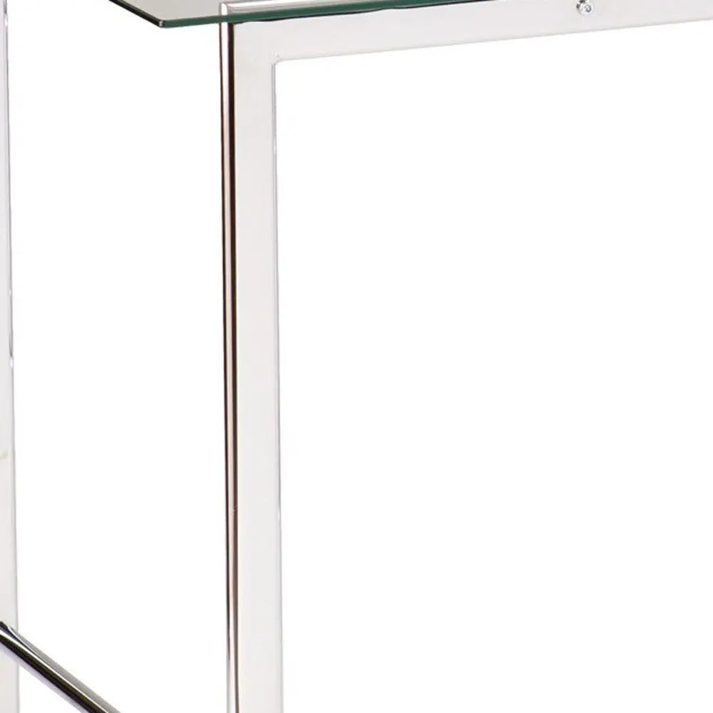47" Clear and Silver Glass and Metal Writing Desk - NOBLE HOME INTERIORS
