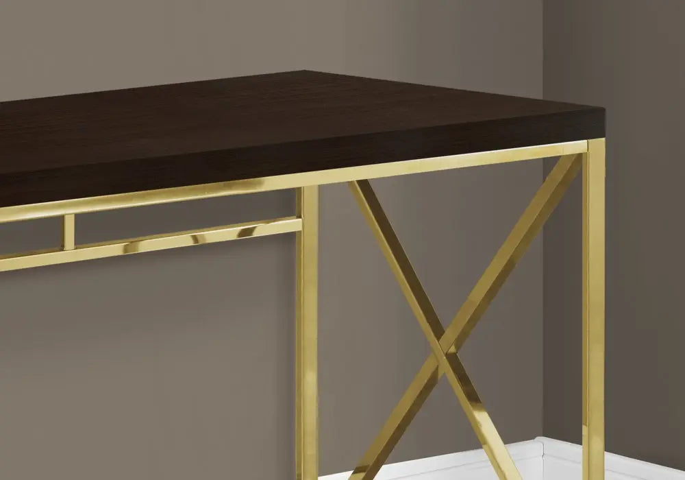 47" Espresso and Gold Writing Desk - NOBLE HOME INTERIORS