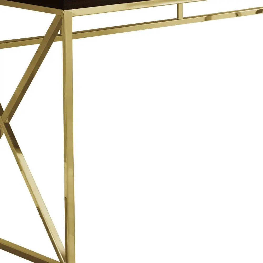 47" Espresso and Gold Writing Desk - NOBLE HOME INTERIORS