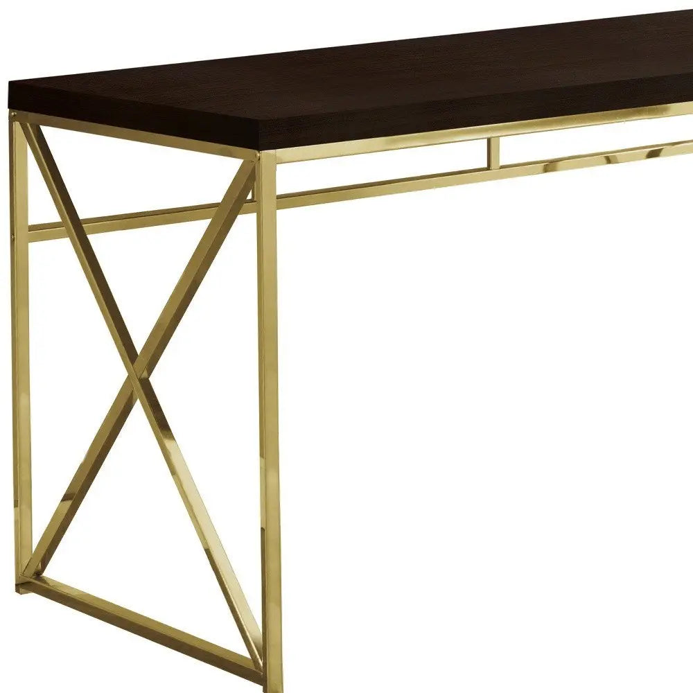 47" Espresso and Gold Writing Desk - NOBLE HOME INTERIORS