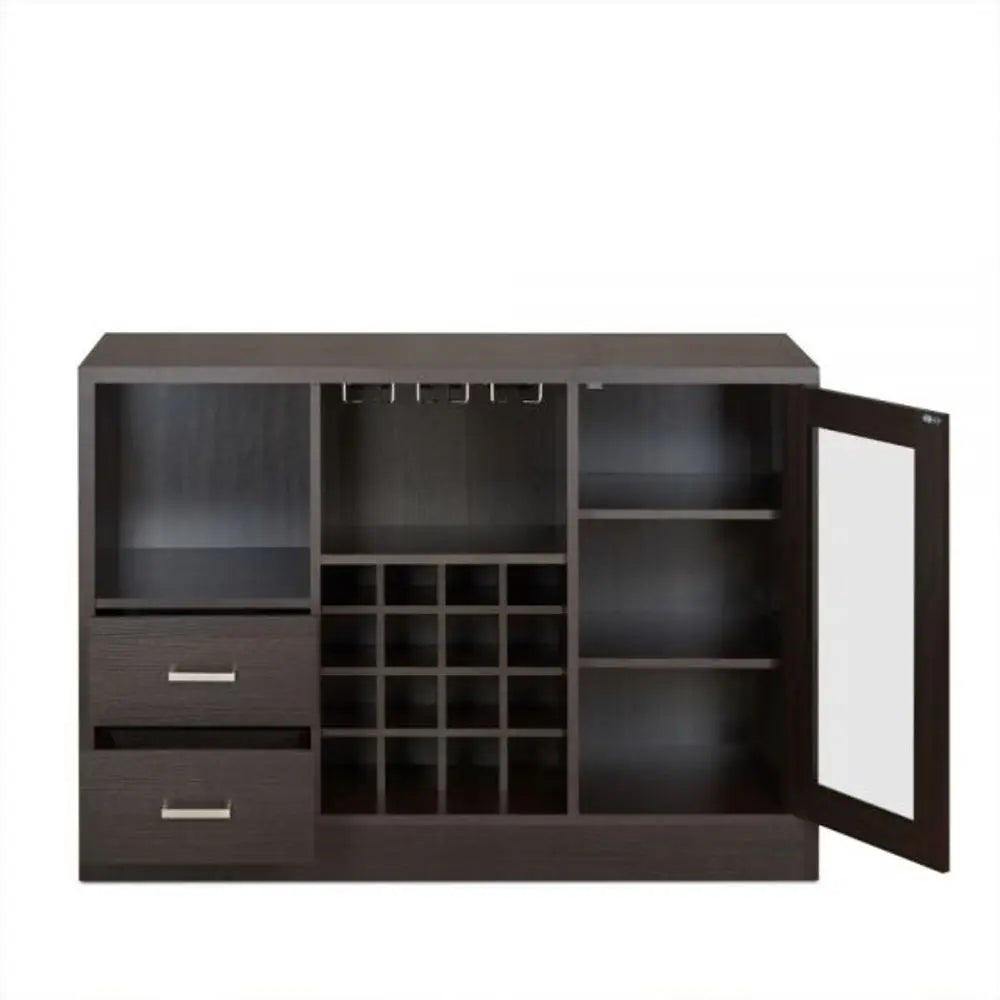 47" Espresso Solid Wood Frame With Five Shelves And Two Drawers - NOVA HOME FURNITURE
