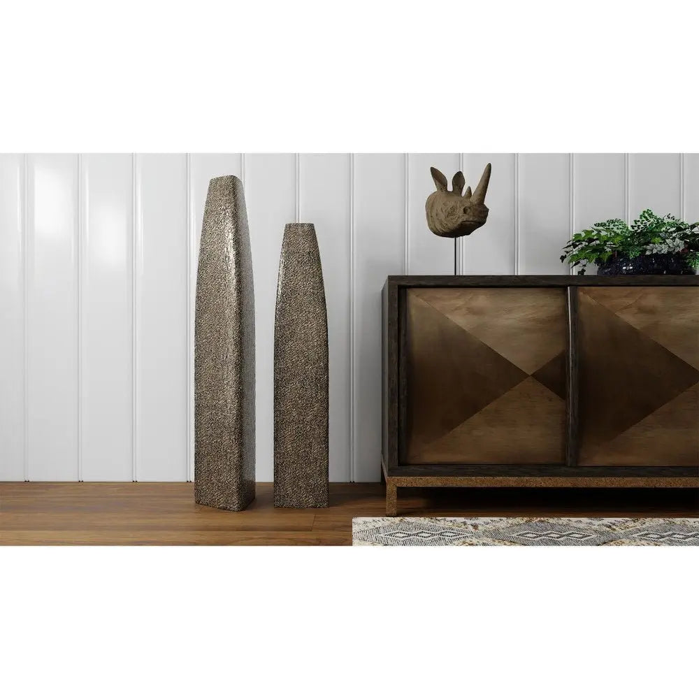 47" Gold Tapered Ceramic Floor Vase - NOBLE HOME INTERIORS